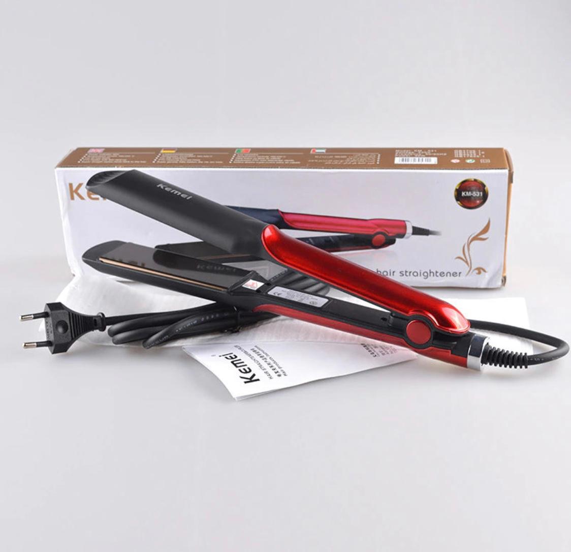 Kemei KM-531 Professional Hair Straightener - Black and Red